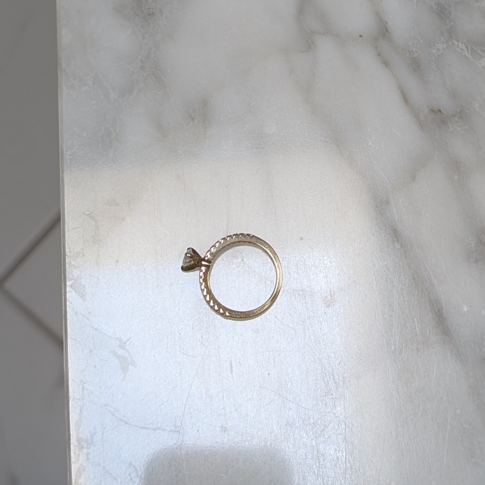 Diamonique By QVC 1 Carat Pear Ring With Gold Plated Over Sterling Silver Band - Picture 3 of 4